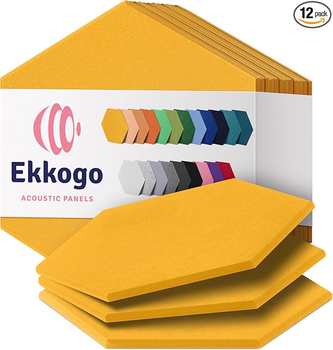 Acoustic Panels 12-Pack Soundproof Wall Panels 14"X12.1"X0.4" Sound Panels High by EkkogoAcousticPanels