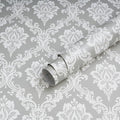 Peel and Stick Wallpaper Grey and White Damask Wallpaper by Micpolo