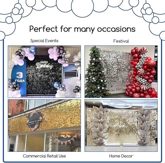 COKAOBE Silver Shimmer Wall Backdrop, Photo Backdrops - Image 4