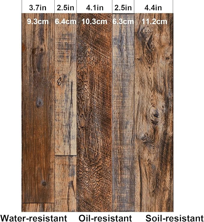 WENMER 23.6" x 394" Brown Wood Peel and Stick Wallpaper Shiplap Self Adhesive - Image 5