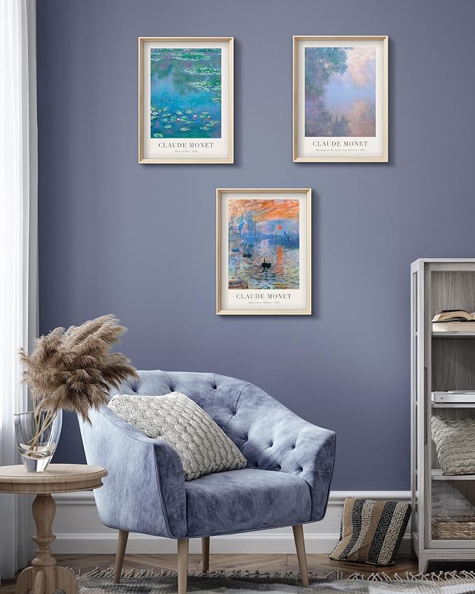 Framed Claude Monet Water Lilies Canvas Wall Art, Vintage Impressionist - Image 6