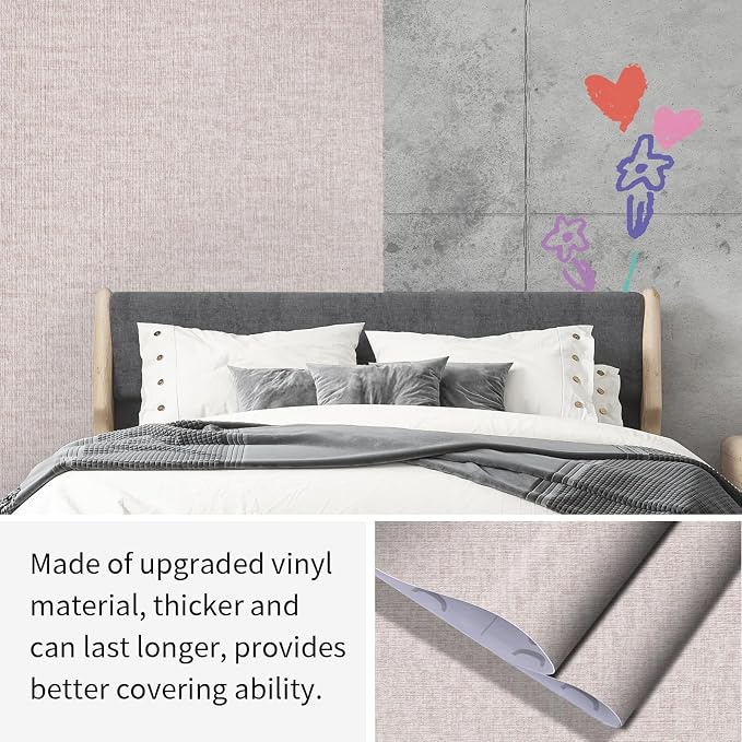 Beige Grasscloth Peel and Stick Wallpaper, Modern Textured Fabric Linen Vinyl - Image 9
