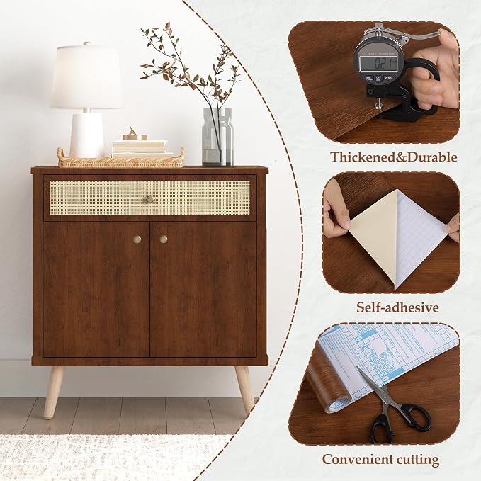 Abyssaly Wood Contact Paper, Faux Wood Grain Vinyl Wrap Self Adhesive - Image 2