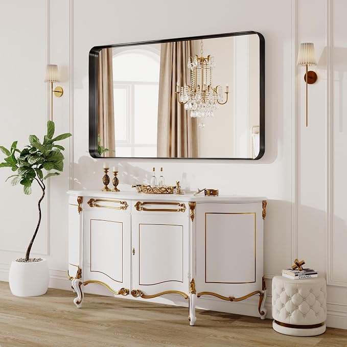 60x36 Inch Bathroom Mirror for Wall, Matte Black Metal Framed Bathroom Vanity - Image 7