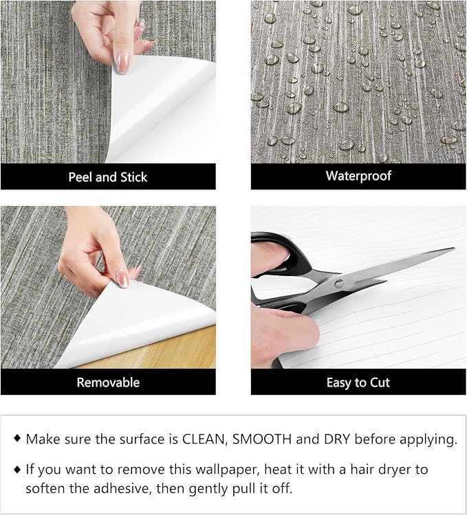 LaCheery 24"x160" Removable Grasscloth Textured Wallpaper Peel and Stick - Image 7