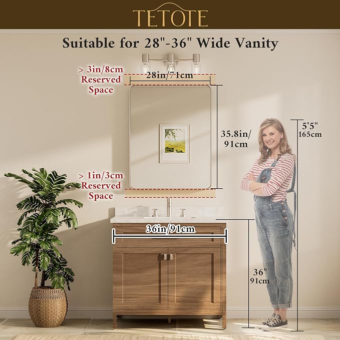 TETOTE Brushed Nickel Mirror 28 x 36 Inch - Image 8