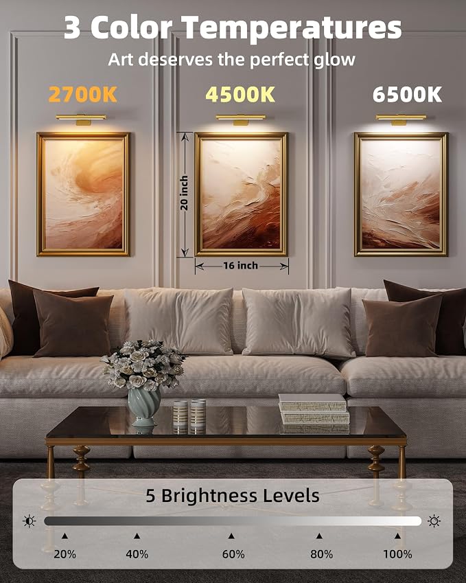 EZVALO Picture Light for Wall, Rechargeable 2400mAh Battery Lights Wireless - Image 4