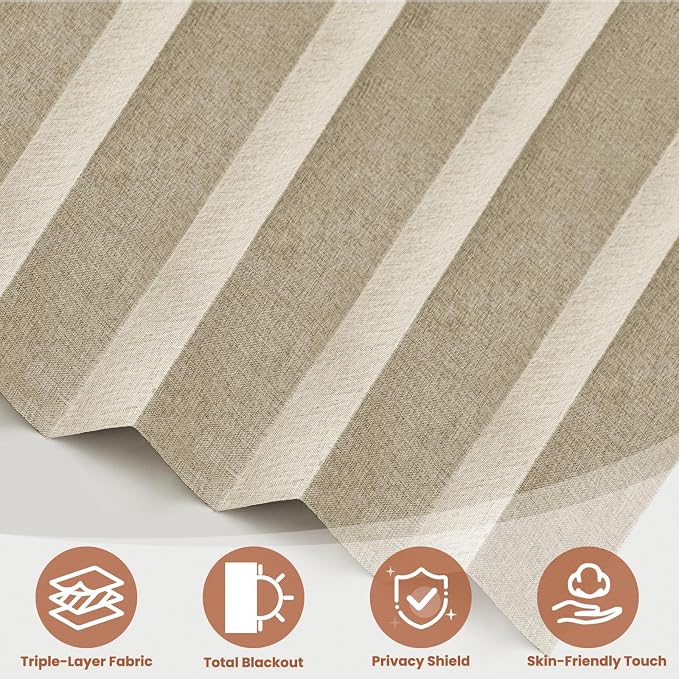 AJAZZ Blackout Accordion Door Curtain 98"x84" Cream Yellow - Image 7