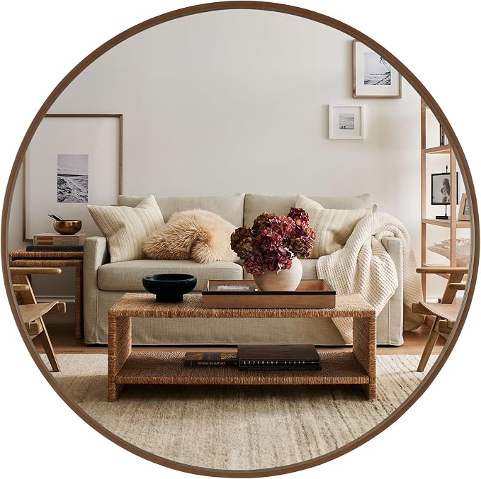 WallBeyond Round Wood Mirror - Image 8
