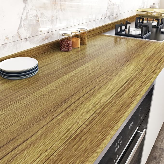 WESTICK Thick Brown Wood Wallpaper Kitchen Countertops Peel and Stick - Image 2