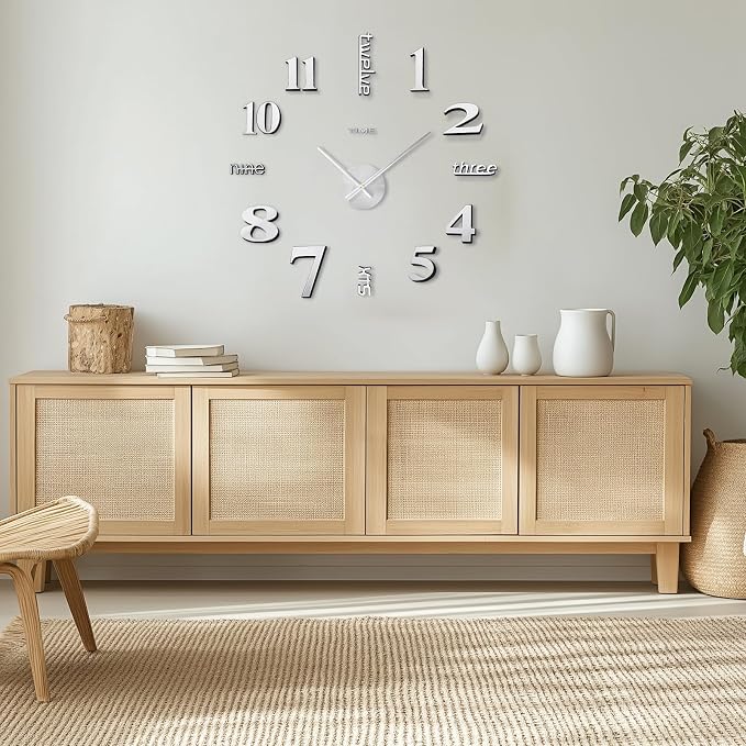 AILILIFE 20-28 Inch DIY Wall Clock 3D Frameless Silent Non-Ticking, Modern - Image 6