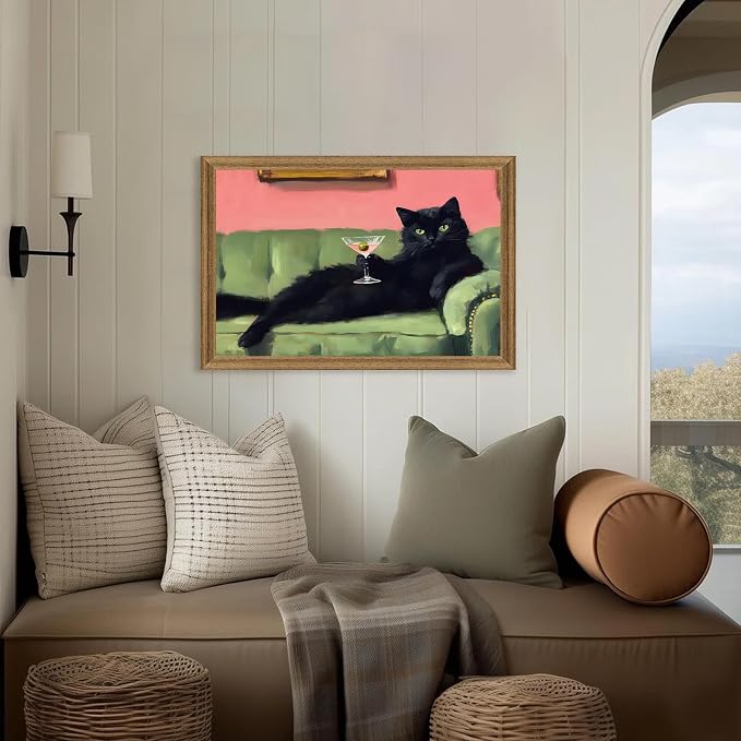 Fantasy Artists Humorous Black Cat Character Wall Art – Relaxed Anthropomorphic - Image 2