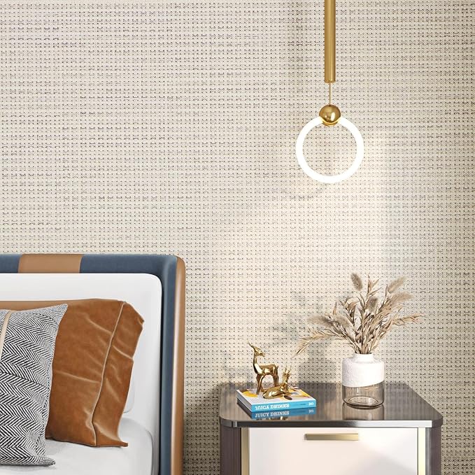 FunStick 24"x394" Grasscloth Peel and Stick Wallpaper Textured Removable Beige - Image 2