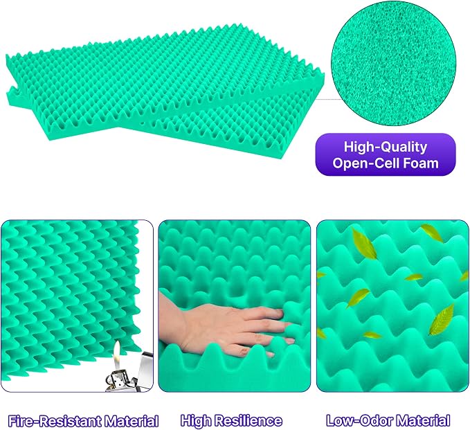 2 Pack Sound Proof Foam Panels for Walls, High Density Egg Crate Sound - Image 4