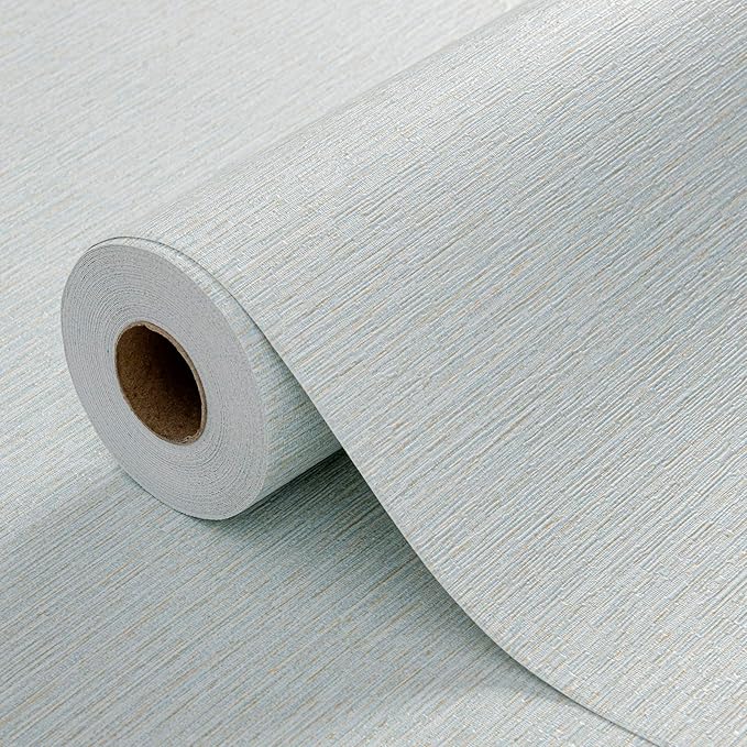 Grasscloth Peel and Stick Wallpaper 20.8"x394" Blue Thick Fabric Textured Linen by HyunHome