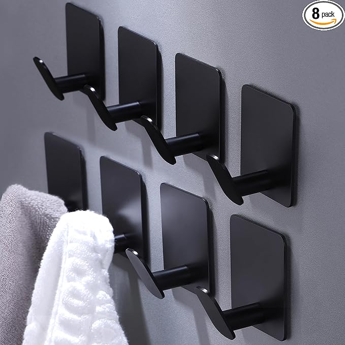 DELITON 8 Pack Adhesive Towel Hooks by DELITON