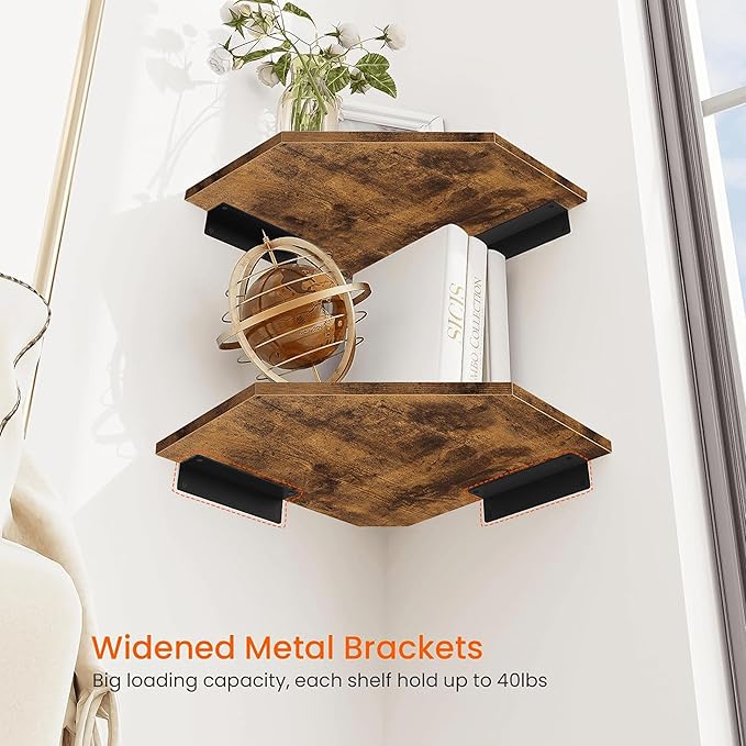 Homode Corner Shelf Wall Mount, Wood Corner Hanging Shelves - Image 6