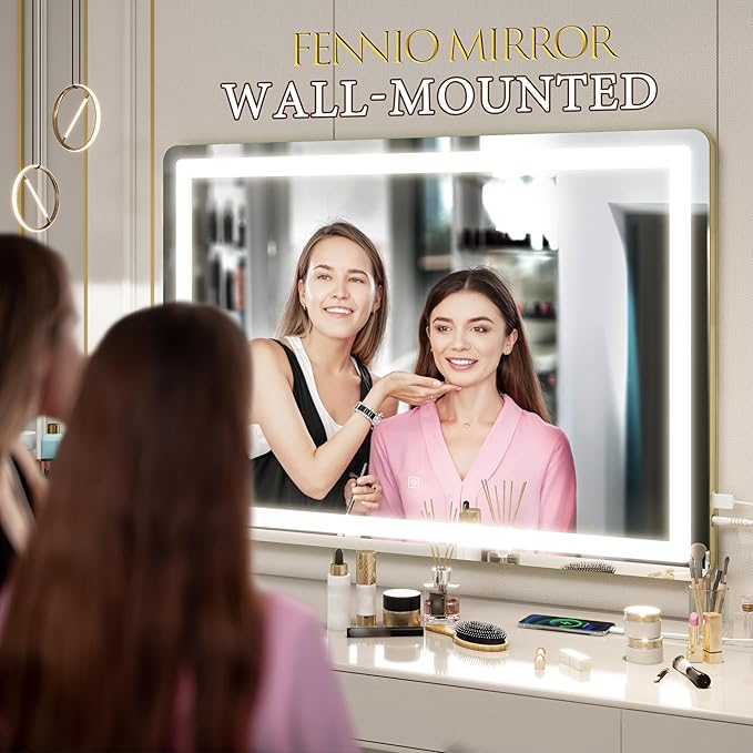 FENNIO Vanity Mirror with Lights 32"x22", Lighted Makeup Mirror, Large Vanity - Image 4