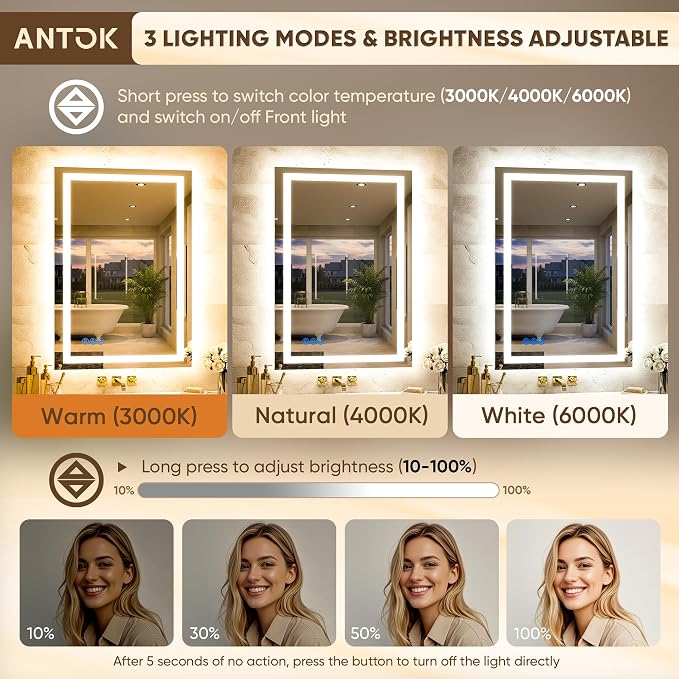 Antok 72"x 36" LED Bathroom Mirror - Image 6
