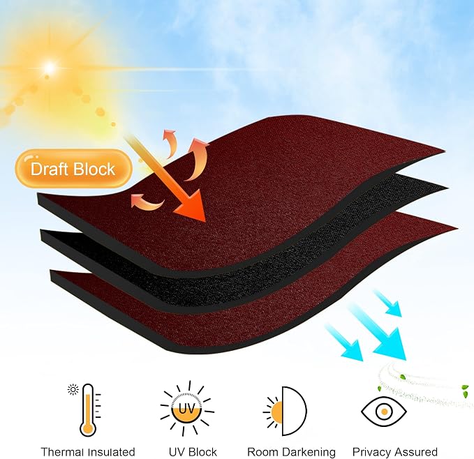 RYB HOME Blackout Curtains for Living Room, Privacy Thermal Insulating Window - Image 3