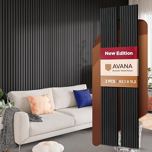 Avana Acoustic Wood Wall Panels –93.2x11.25 Inch Panels – Fits 94x12 Layout – by AvanaHome