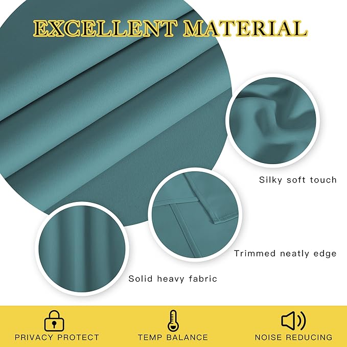 NICETOWN Blackout Curtains 54 Inches Long, Thermal Insulated Room Darkening - Image 2