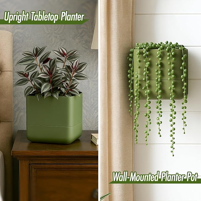 Phoenix Vine 6.5 Inch Wall Mounted Self-Watering Planter Pot - Image 4