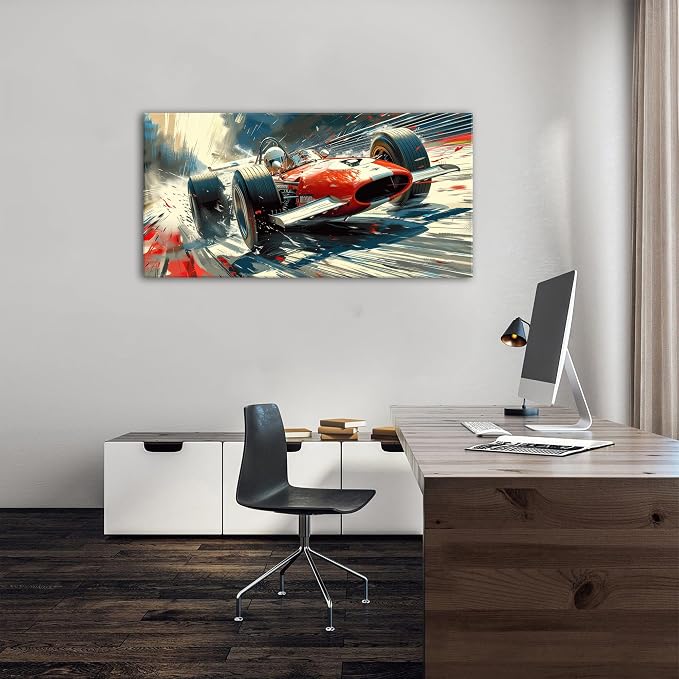 Abstract Race Car Wall Art Vintage Formula Racing Canvas Painting Car Posters - Image 4
