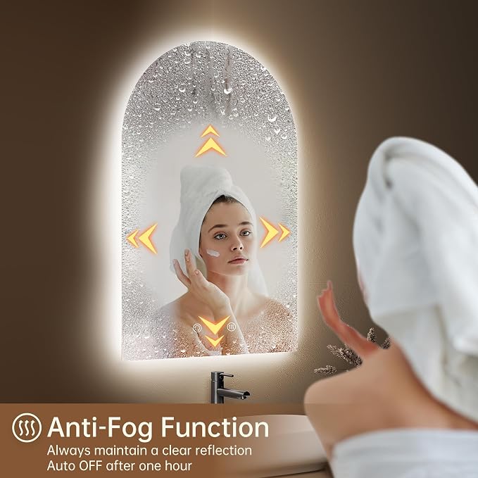 Arched Backlit Mirror Bathroom 24"x36"- Frameless LED Bathroom Mirror - Image 3