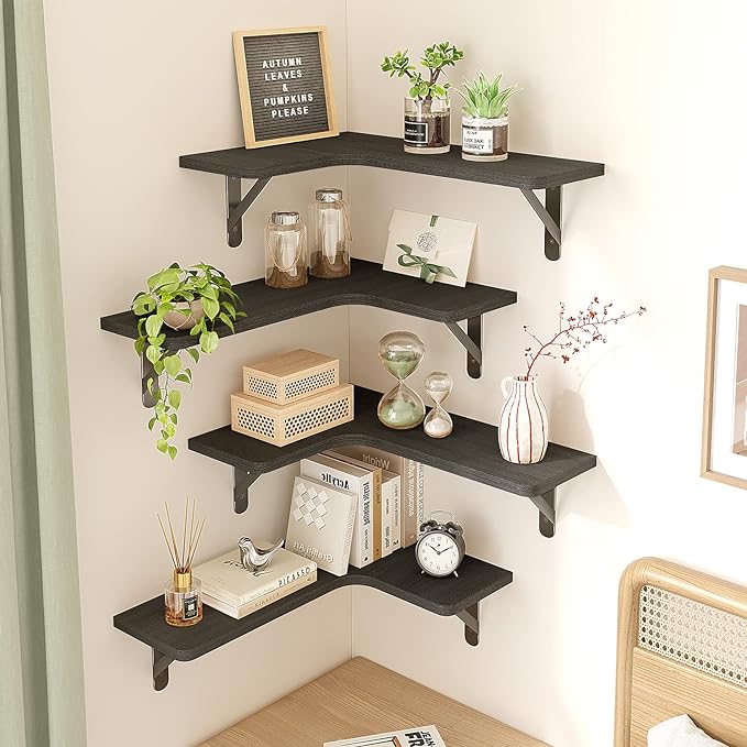 Fixwal Corner Shelves Wall Mounted Set of 5, Floating Shelves - Image 2