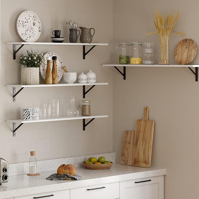 DINZI LVJ Long Wall Shelves, 39.4Inch Wall Mounted Shelves Set of 2, - Image 4