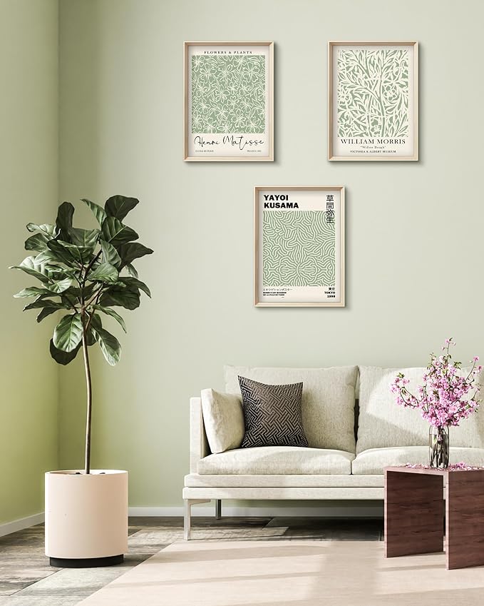 HesenDot Framed Matisse Sage Green Wall Art, William Morris Canvas Wall Decor - Image 8