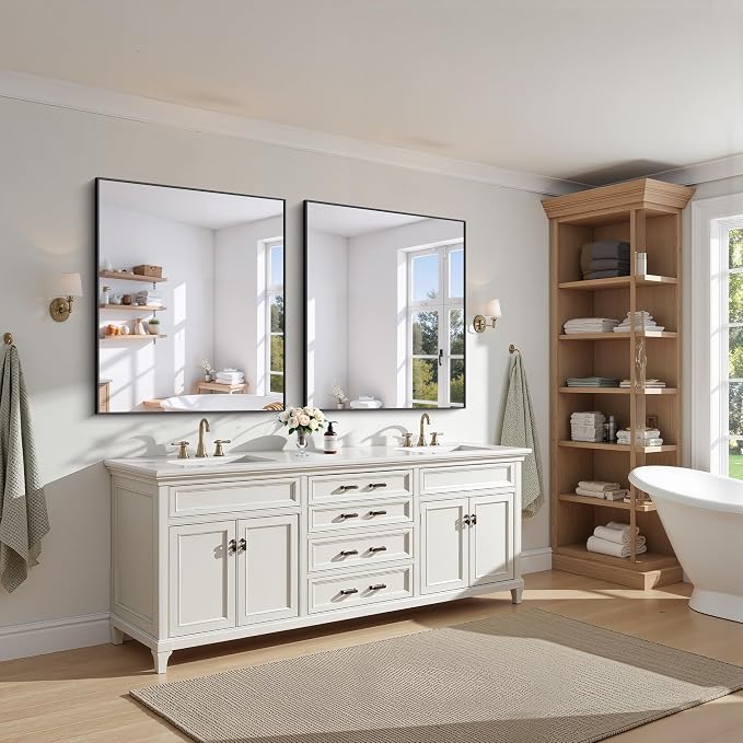 KOCUUY Bathroom Mirror 36"x40", Shatterpoof Large Vanity Mirror, Metal Framed - Image 5
