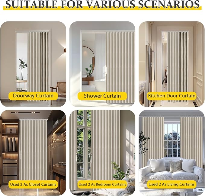 AJAZZ 100% Blackout Magnetic Door Curtain Accordion Doors Interior Accordion - Image 5
