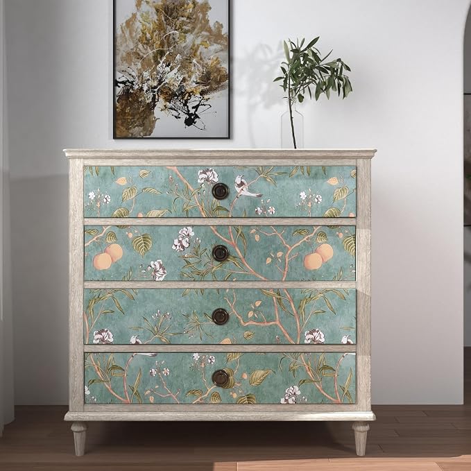 Laatse Green Floral Wallpaper Peel and Stick Bird Wallpaper 17.5" x 78.7" - Image 2