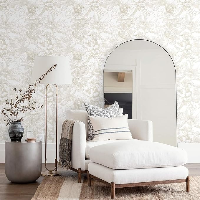 Ismoon Large Floral Peel and Stick Wallpaper Boho Beige/Coffee Contact Paper - Image 3