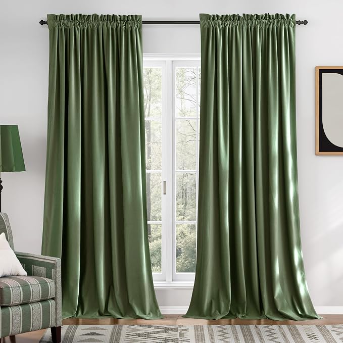 NICETOWN Sage Green Blackout Curtains 72 inches Long 2 Panels, Farmhouse and by NICETOWN