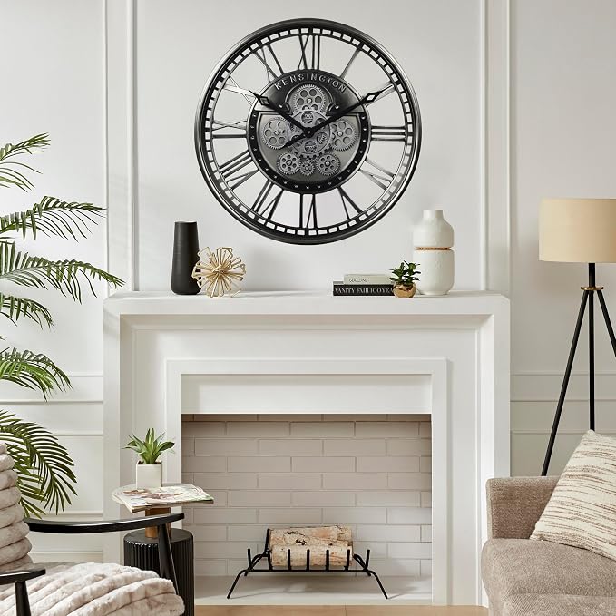 CLXEAST 21 Inch Modern Moving Gears Wall Clock - Image 6