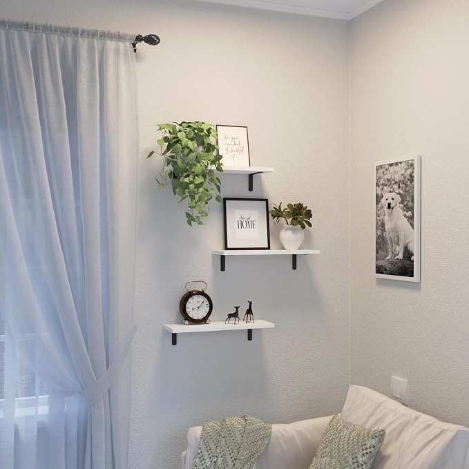 DOLLFIO Floating Shelves, 3 Sets Wall Wooden Shelves - Image 6