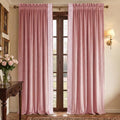NICETOWN Rod Pocket Embroidered Trim Velvet Curtains, 2 Panels, Blush Pink by NICETOWN