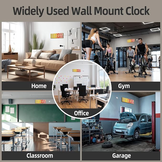 HAITANG 16.2" Large Digital Clock， 8 Colors Decorative Wood Wall Clock - Image 7