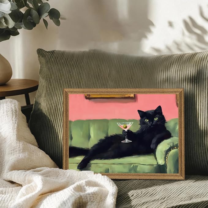 Fantasy Artists Humorous Black Cat Character Wall Art – Relaxed Anthropomorphic - Image 3