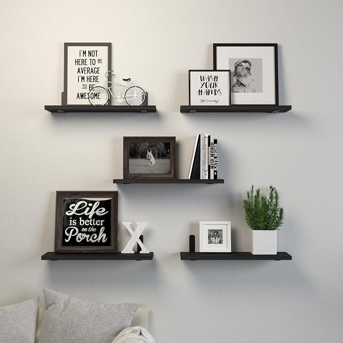 DOLLFIO Floating Shelves, 5 Sets Wall Shelves, Wood Floating Shelves - Image 6