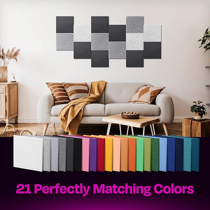 Acoustic Panels 12-Pack Soundproof Wall Panels 12"X12"X0.4" Sound Panels High - Image 5