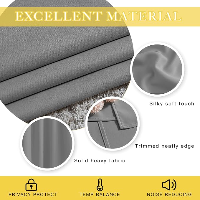NICETOWN Silver Grey Blackout Curtain - Image 4