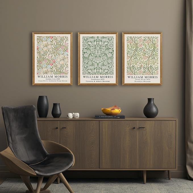 SYWENNOI Wood Framed Wall Art Print, Classic William Morris Floral Print - Image 4