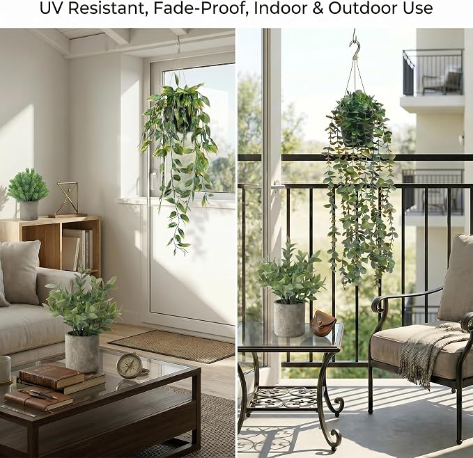 5 pcack Fake Hanging Plants for Wall Home Room Office, Small Fake Plants Decor - Image 8