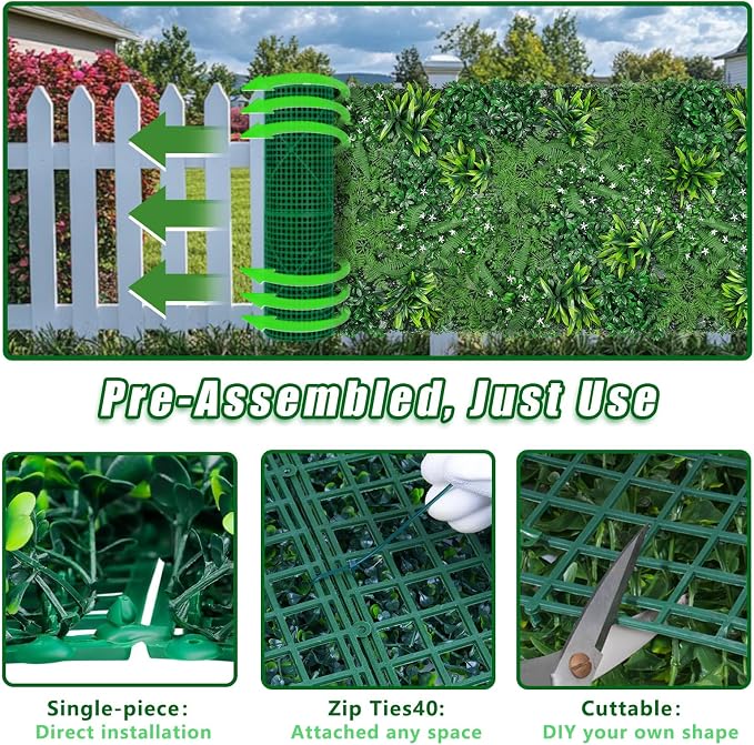 Grooy Grass Wall, Artificial Boxwood Panels 40"x120", Privacy Hedge Fence Screen - Image 4