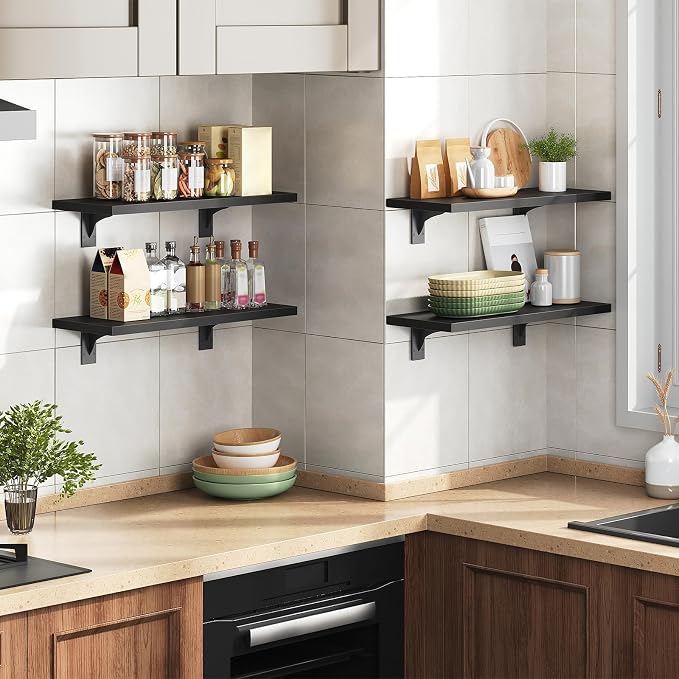 HOOBRO Floating Shelves for Wall, 15.4" Wall Mounted Shelves Set of 2, Hanging - Image 6