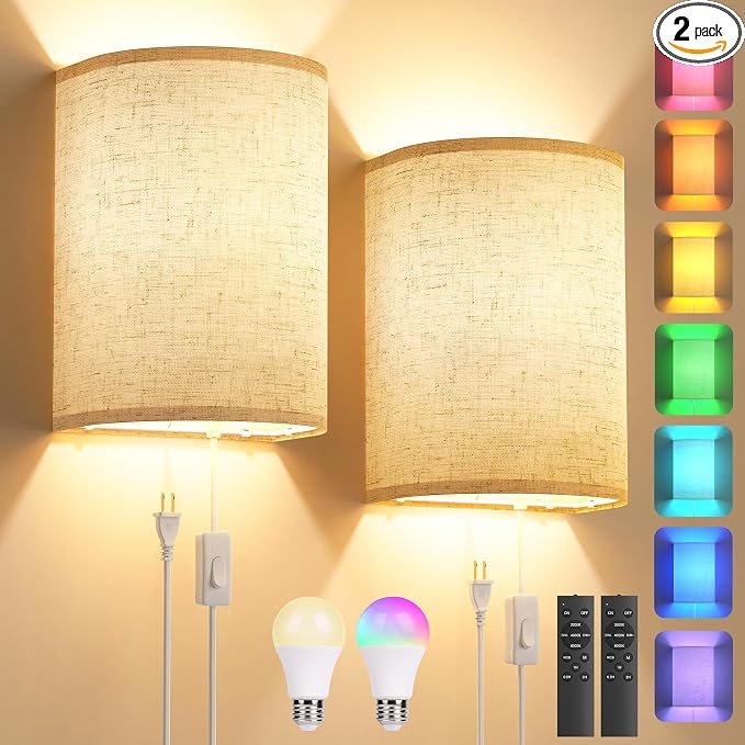 Plug in Wall Sconces Set of Two: Wall Lights by Yunaking